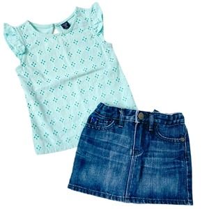 Baby Gap Girls 2T Blouse & Denim Skirt Set